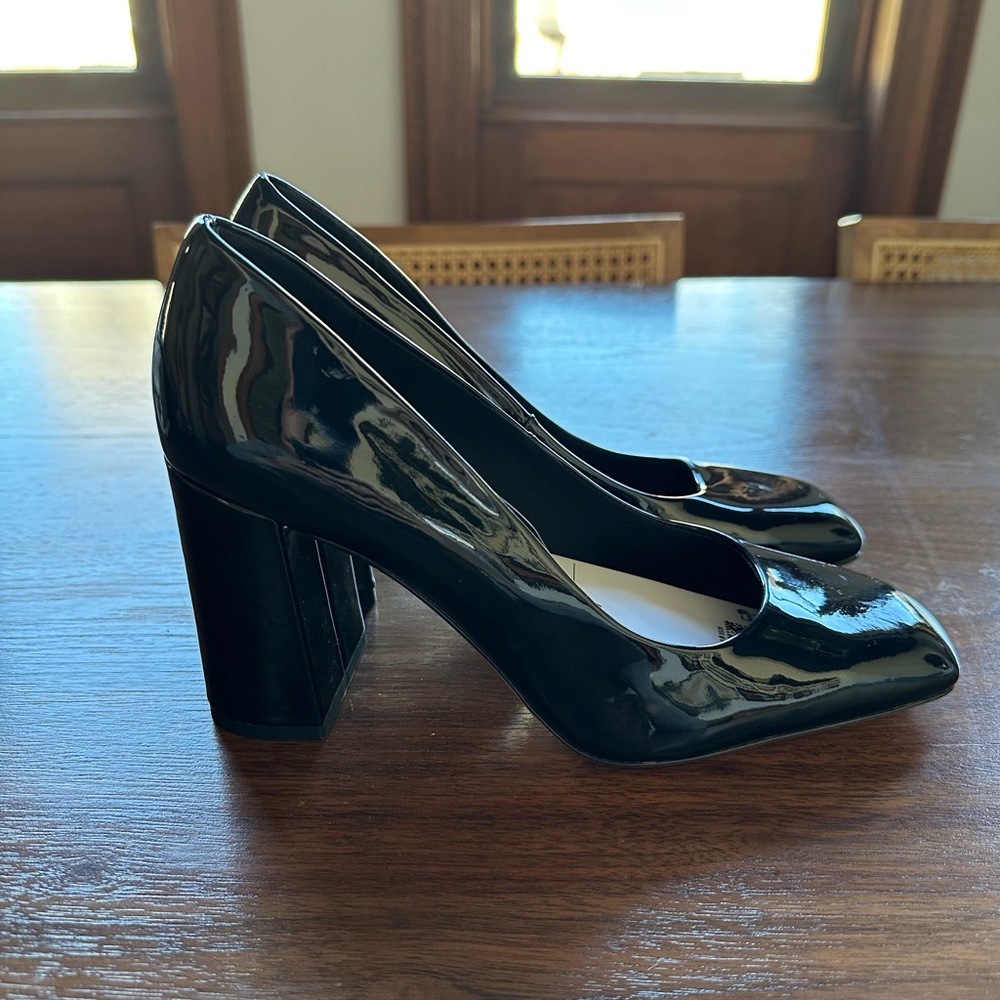 H&M square two patent pumps NWT